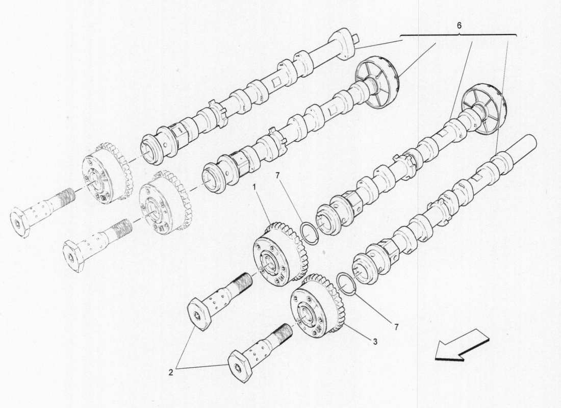 maserati qtp. v6 3.0 bt 410bhp 2wd 2017 diagrama de piezas de los árboles de levas de la culata izquierda