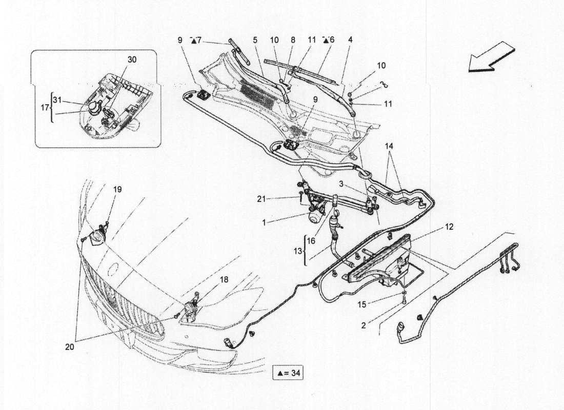 maserati qtp. v6 3.0 bt 410bhp 2wd 2017 diagrama de piezas de dispositivos externos del vehículo