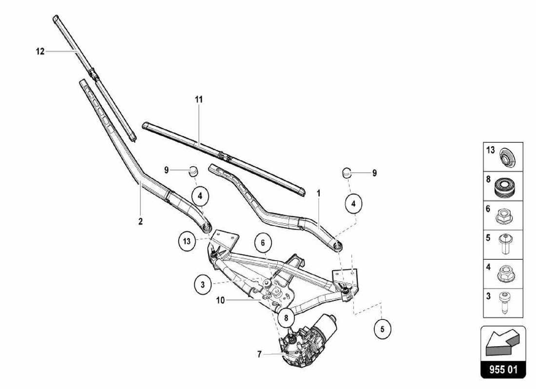 lamborghini centenario spider diagrama de piezas del limpiaparabrisas