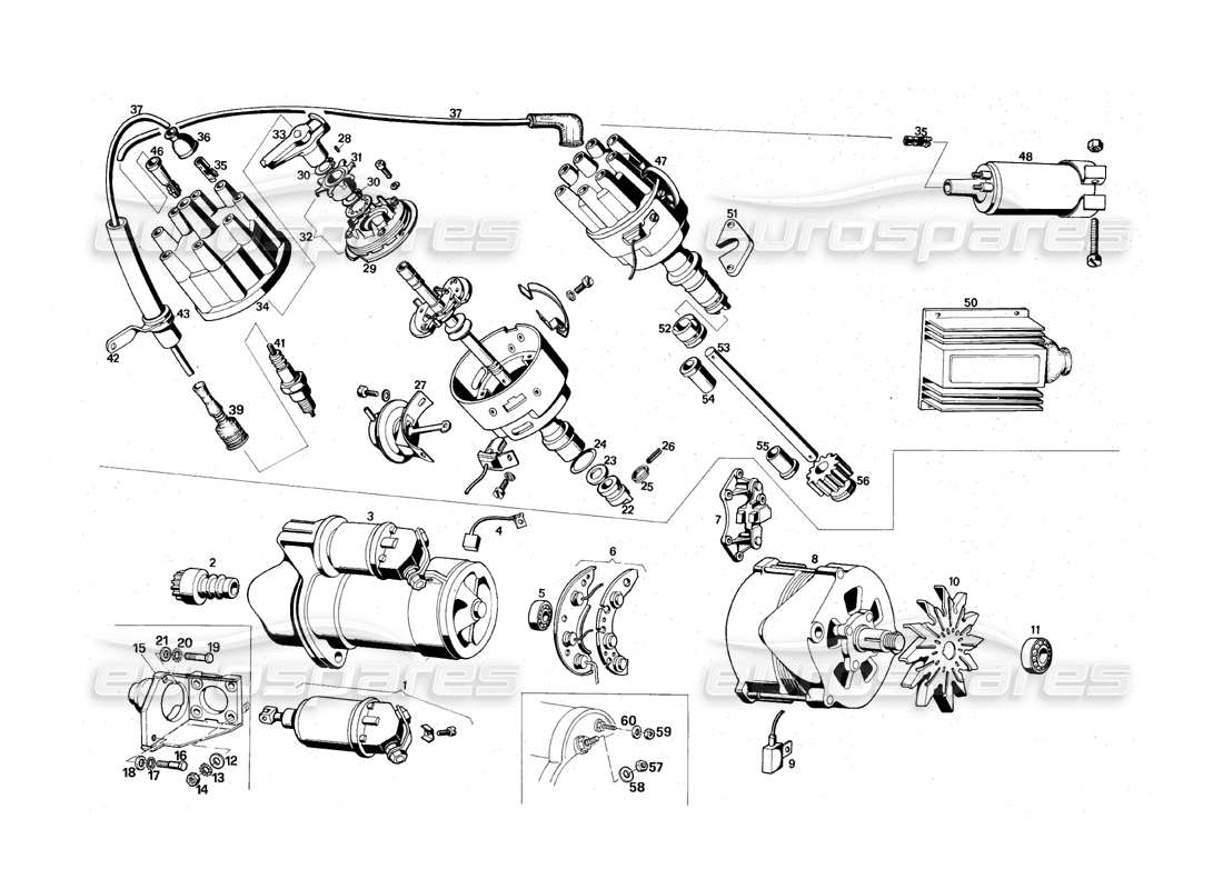 maserati qtp.v8 4.9 (s3) 1979 diagrama de piezas de equipos eléctricos