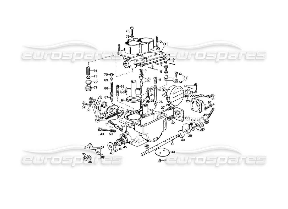 ferrari 246 dino (1975) carburador weber (40 dcnf-13) diagrama de piezas