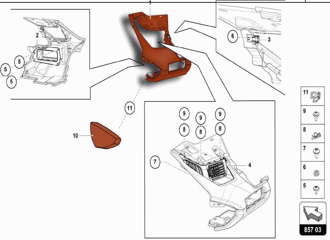 lamborghini centenario spider panel de instrumentos diagrama de piezas