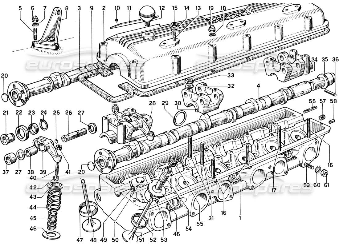 ferrari 330 gtc coupe culatas diagrama de piezas