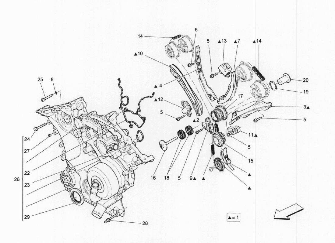 maserati qtp. v6 3.0 bt 410bhp 2wd 2017 diagrama de piezas de sincronización