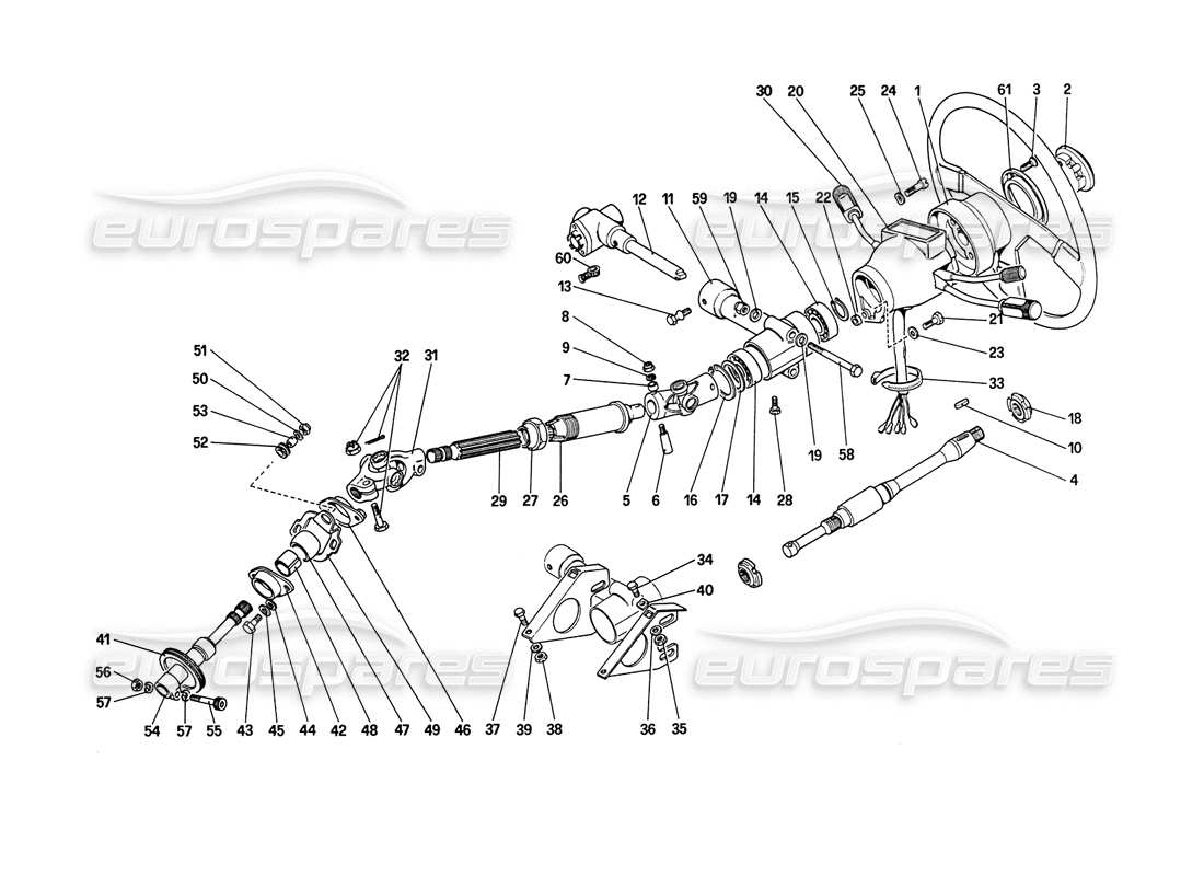 ferrari 208 turbo (1989) columna de dirección diagrama de piezas