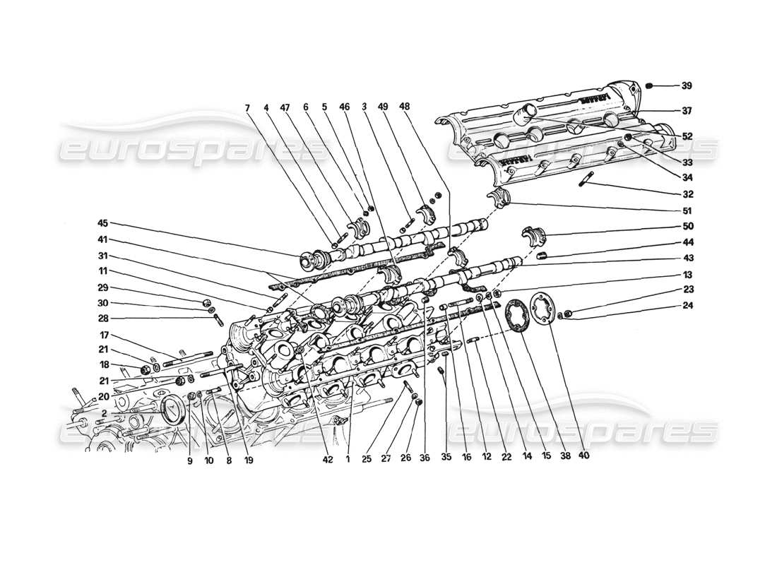 ferrari 308 gtb (1980) diagrama de piezas de la culata (izquierda)