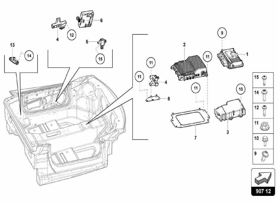 lamborghini centenario spider diagrama de piezas de las unidades de control electrónico