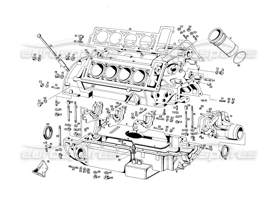 maserati qtp.v8 4.9 (s3) 1979 carcasa del motor diagrama de piezas