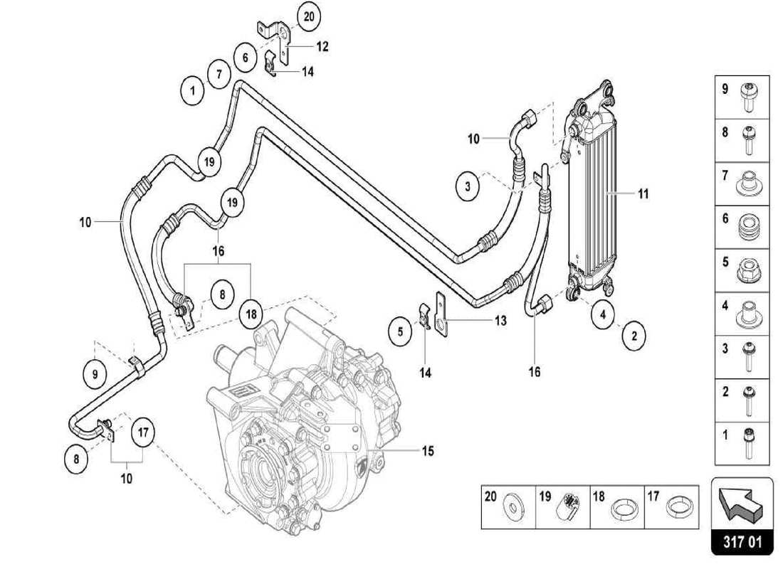 lamborghini centenario spider diagrama de piezas del enfriador de aceite