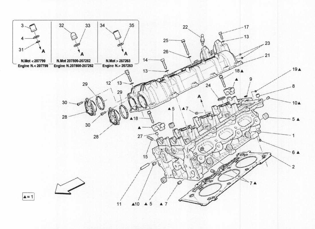 maserati qtp. v6 3.0 bt 410bhp 2wd 2017 diagrama de piezas de la culata derecha