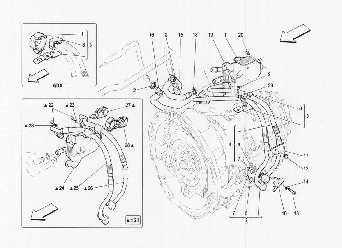maserati qtp. v6 3.0 bt 410bhp 2wd 2017 diagrama de piezas de lubricación y refrigeración del aceite de la caja de cambios