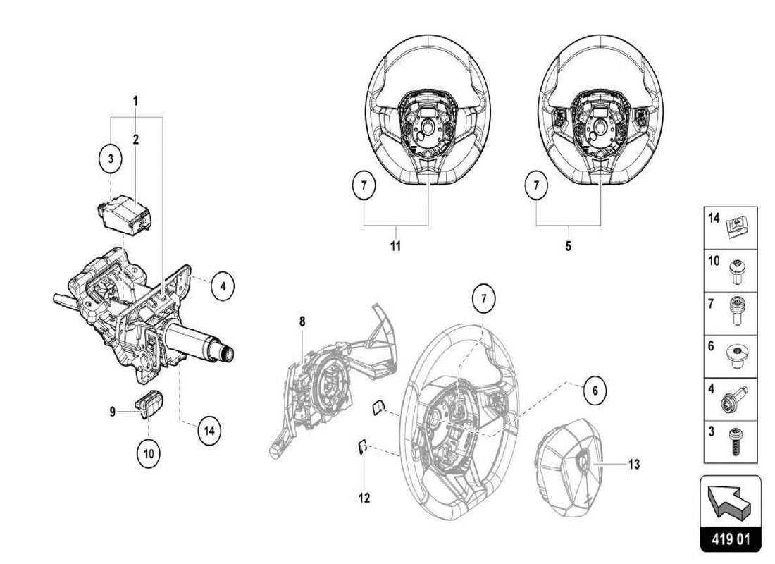 lamborghini centenario spider diagrama de piezas del sistema de dirección