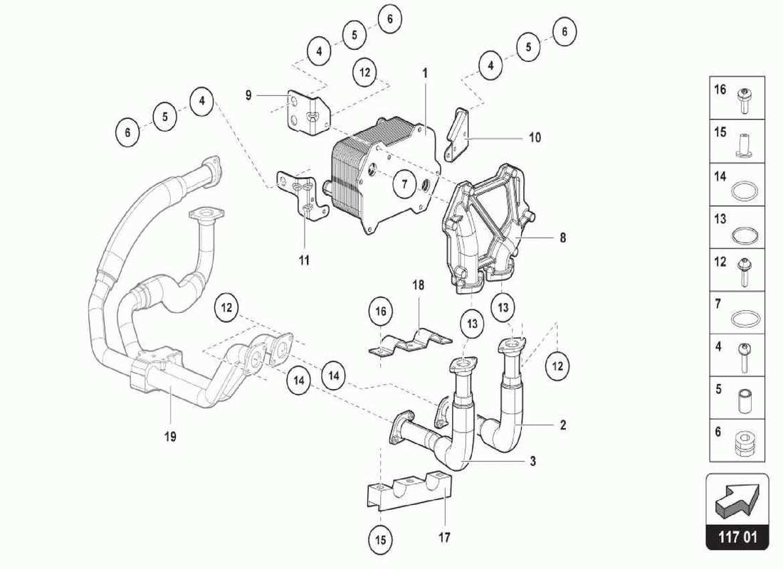 lamborghini centenario spider diagrama de piezas del enfriador de aceite