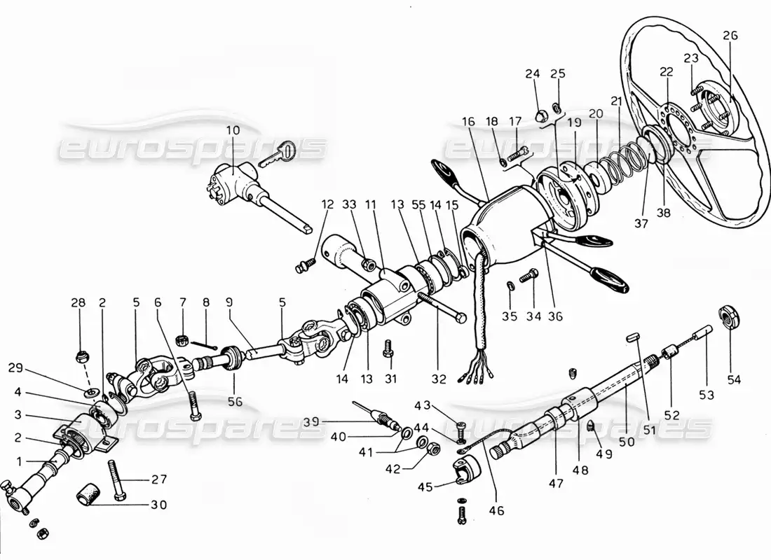 ferrari 206 gt dino (1969) control de dirección diagrama de piezas