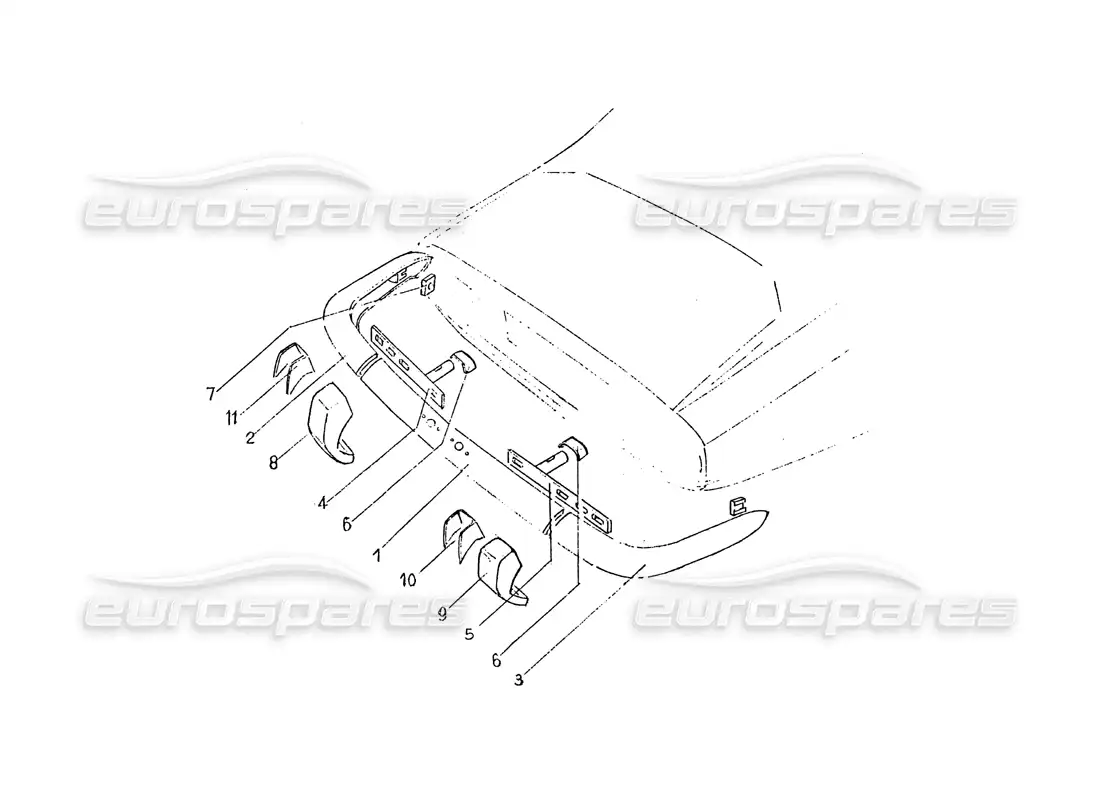ferrari 365 gt 2+2 (coachwork) parachoques traseros diagrama de piezas