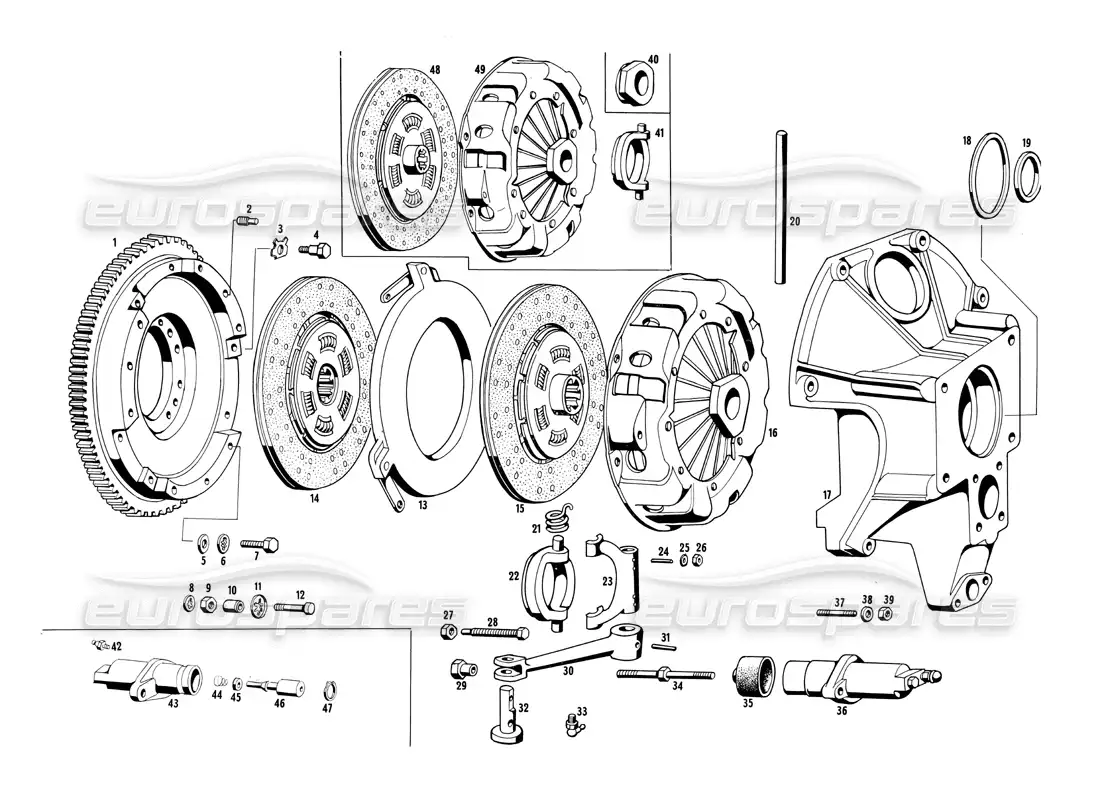 maserati ghibli 4.7 / 4.9 embrague diagrama de piezas