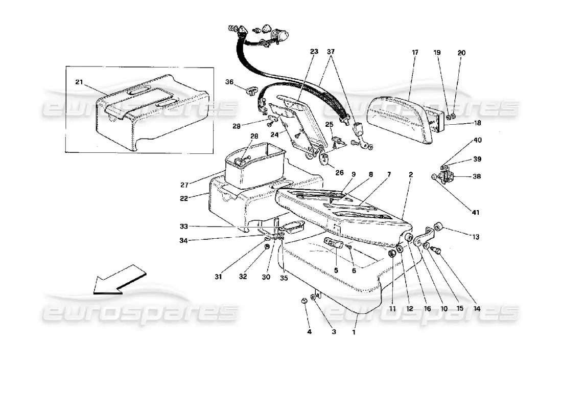 ferrari mondial 3.4 t coupe/cabrio asientos y cinturones de seguridad traseros - coupé diagrama de piezas