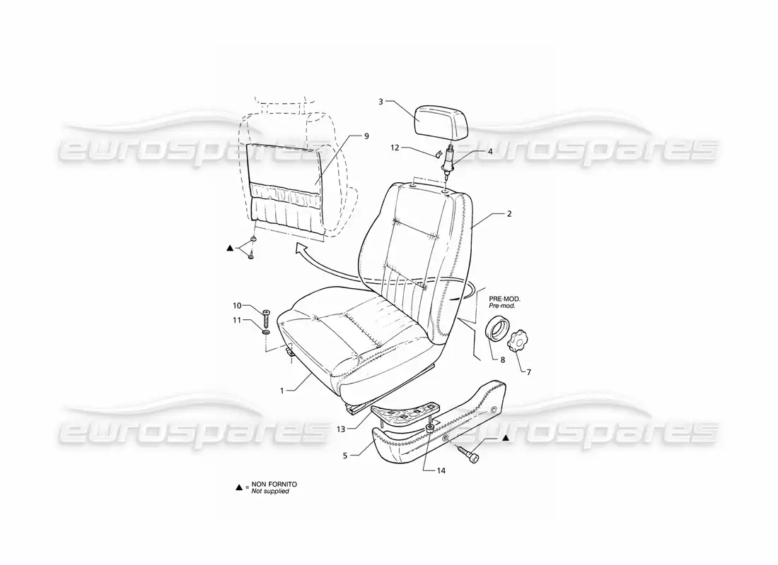 maserati qtp v6 (1996) asiento delantero diagrama de piezas