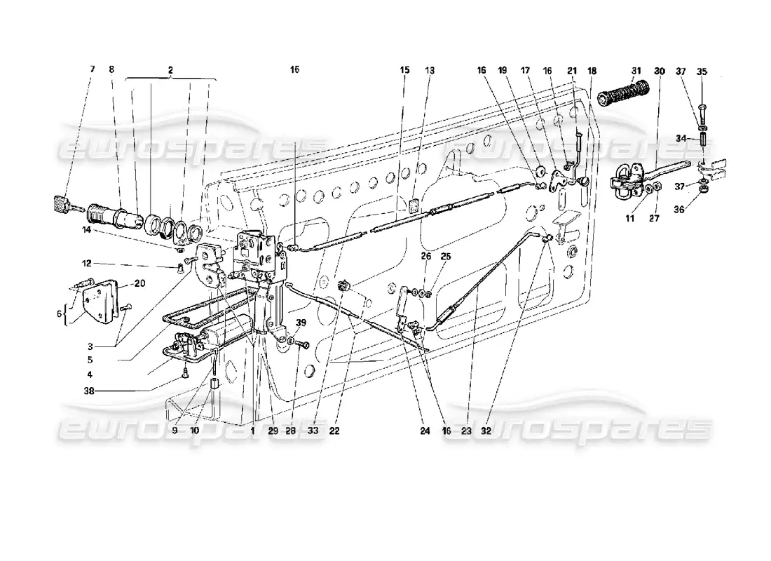 ferrari 512 tr puerta - dispositivo de bloqueo diagrama de piezas