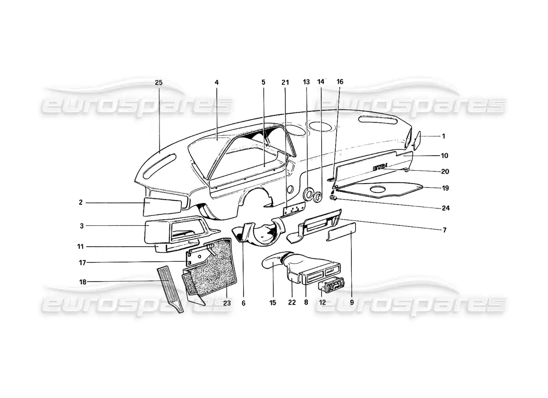 ferrari 308 quattrovalvole (1985) tablero de instrumentos diagrama de piezas
