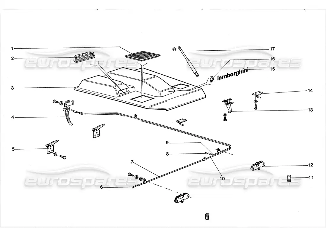 lamborghini lm002 (1988) front bonnet diagrama de piezas