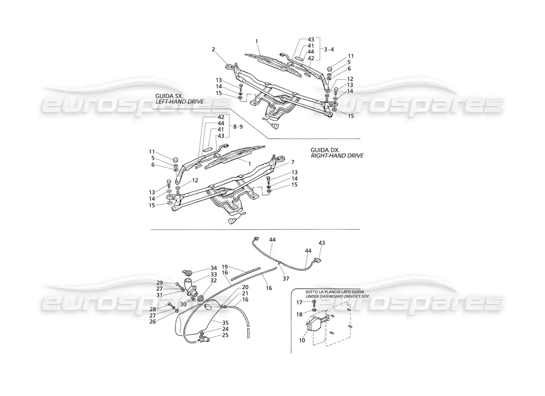 maserati qtp v8 evoluzione diagrama de piezas del limpiaparabrisas y del arandela