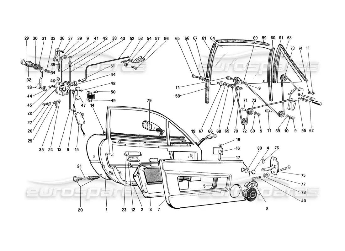 ferrari 512 bbi puertas diagrama de piezas