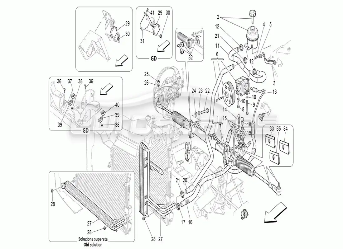 maserati qtp. (2006) 4.2 caja de dirección y bomba de servocontrol diagrama de piezas