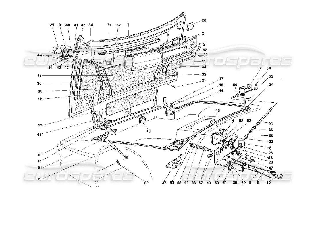ferrari 512 tr capucha delantera diagrama de piezas