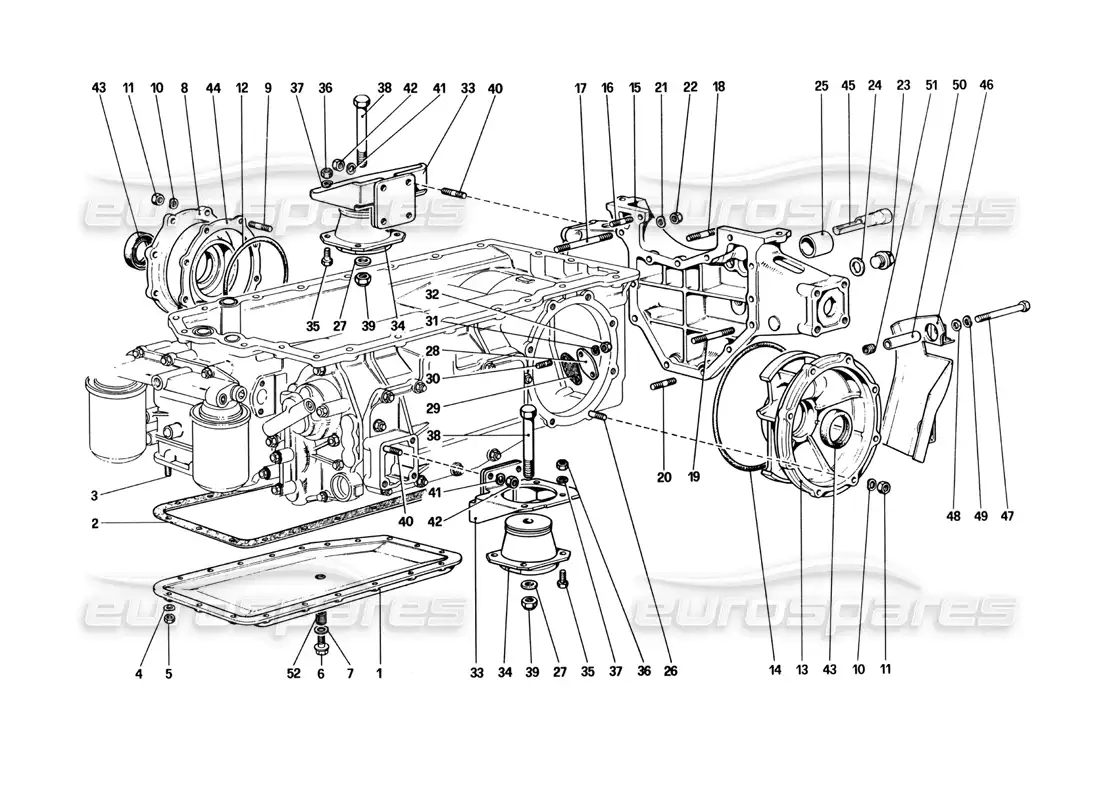 ferrari 512 bbi caja de cambios - fijaciones y tapas diagrama de piezas