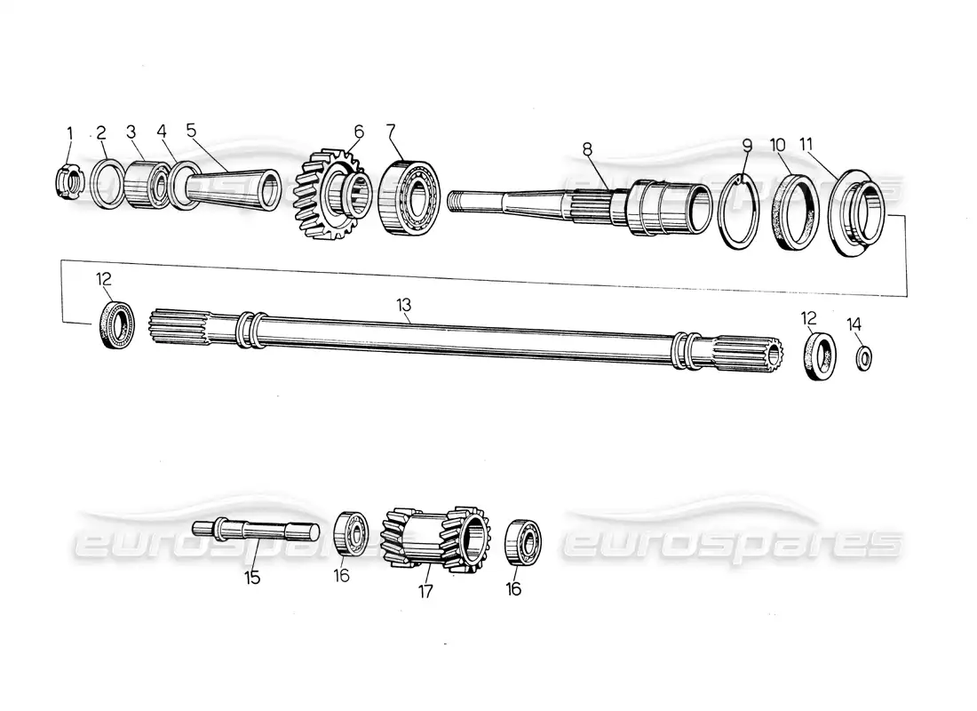 lamborghini countach lp400 diagrama de piezas de la caja de cambios (fundición)