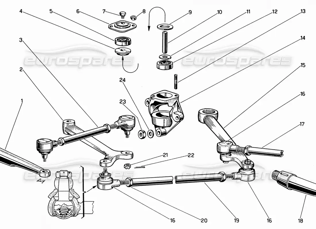 ferrari 330 gt 2+2 enlace de dirección diagrama de piezas