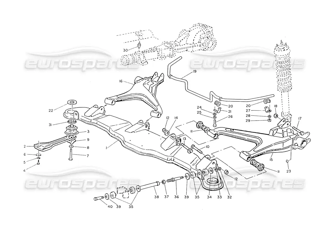 maserati ghibli 2.8 (non abs) brazos de suspensión trasera diagrama de piezas