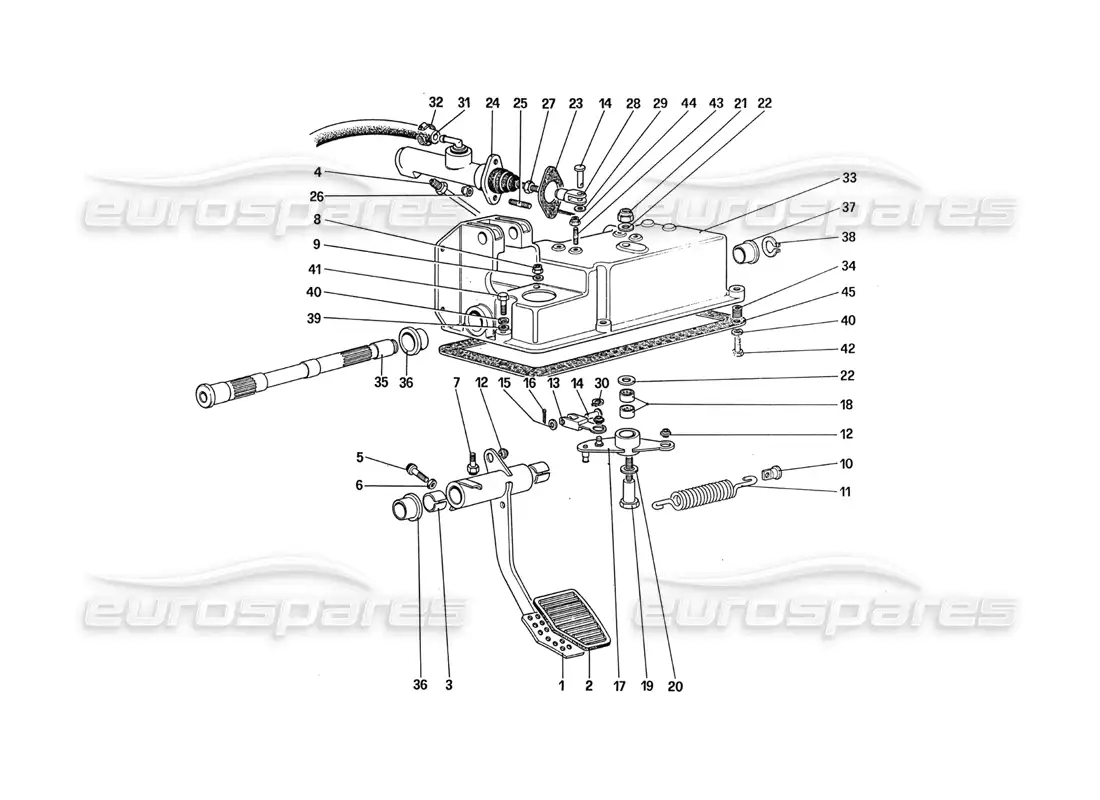 ferrari 288 gto control de liberación del embrague diagrama de piezas