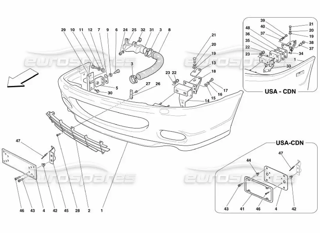 ferrari 575 superamerica parachoques delantero diagrama de piezas