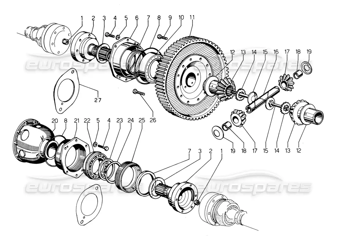 lamborghini urraco p300 diferencial diagrama de piezas