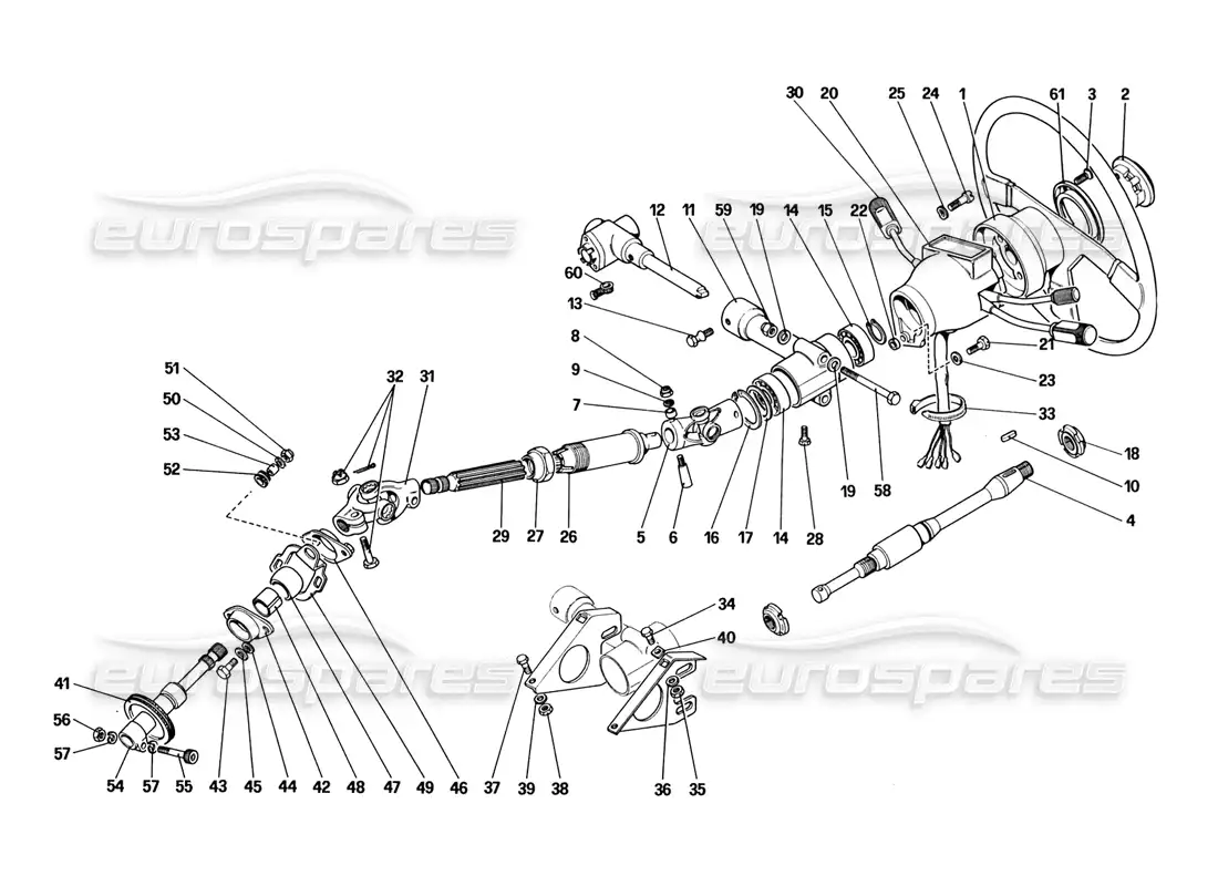 ferrari 328 (1988) columna de dirección diagrama de piezas