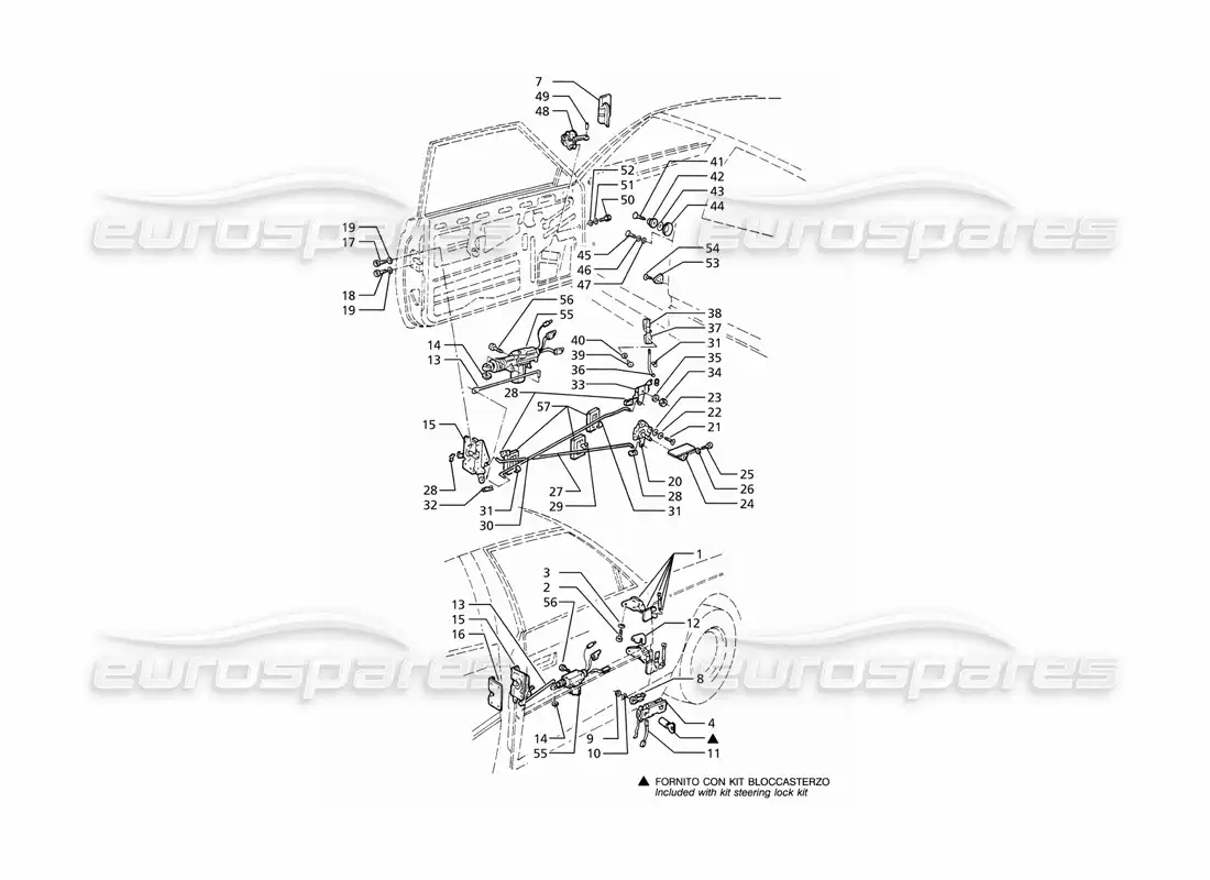 maserati ghibli 2.8 (abs) puertas: bisagras y controles internos. diagrama de piezas