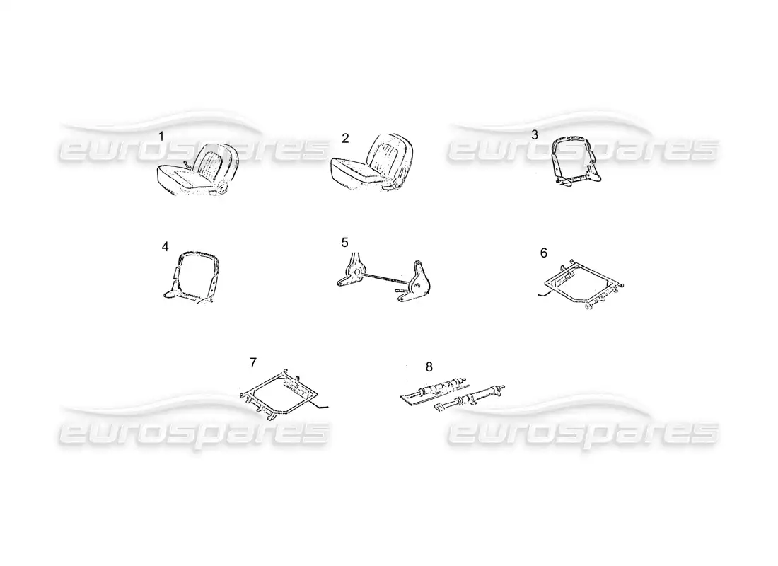 ferrari 250 gt (coachwork) asientos delanteros y traseros diagrama de piezas