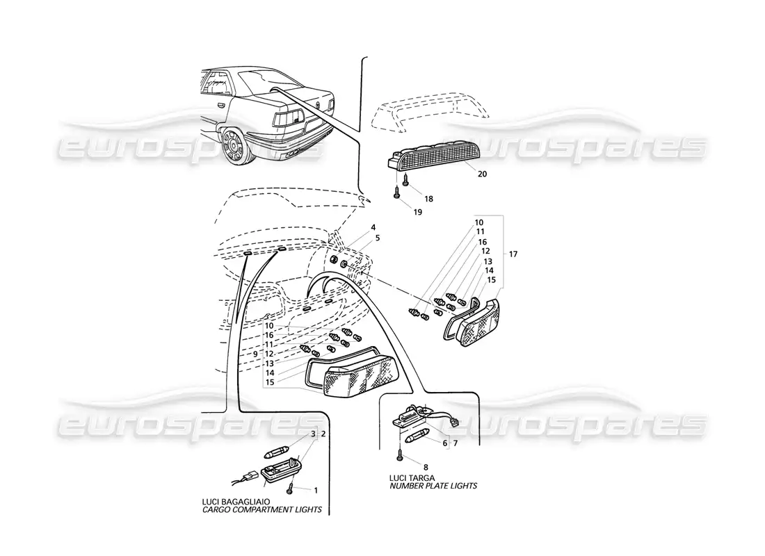 maserati qtp v6 evoluzione luces traseras diagrama de piezas