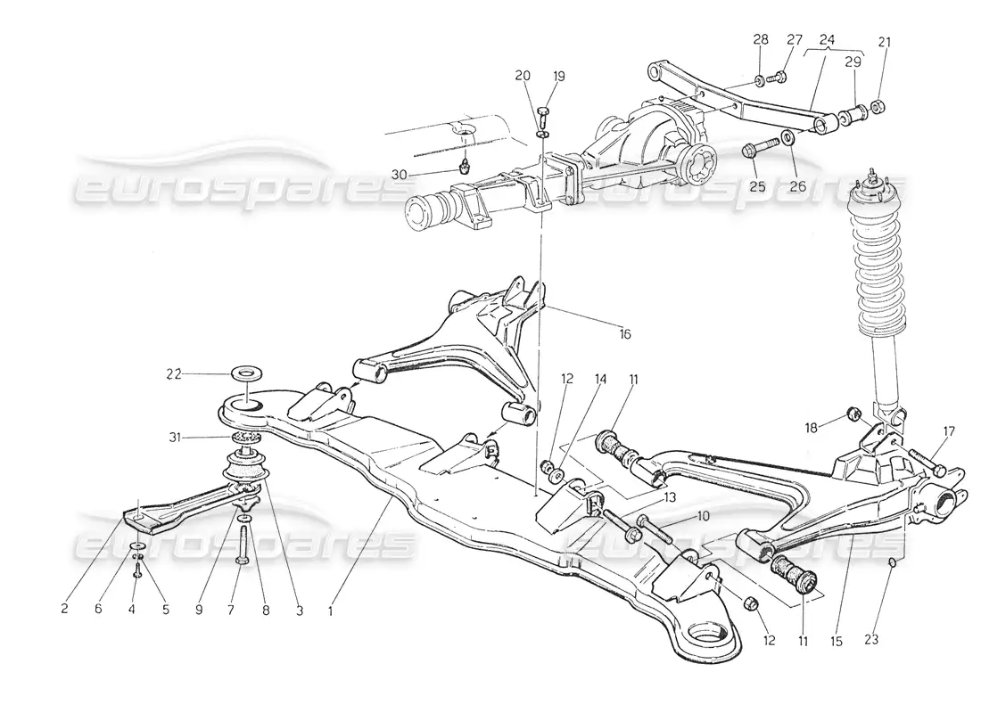 maserati biturbo spider rear suspension diagrama de piezas