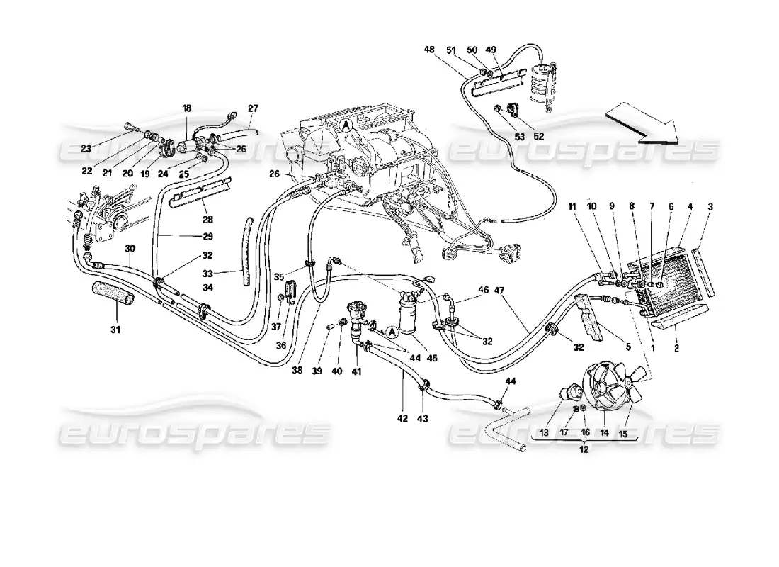 ferrari mondial 3.4 t coupe/cabrio sistema de aire acondicionado diagrama de piezas