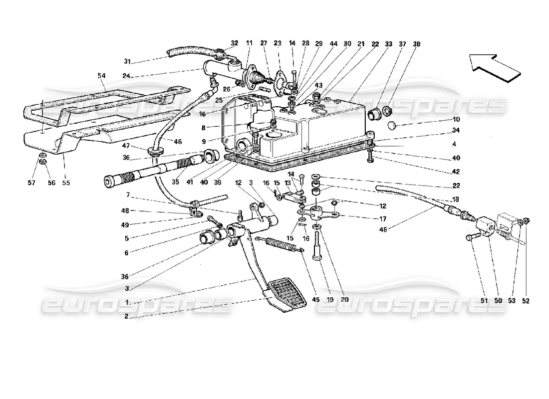 ferrari 512 tr control de liberación del embrague -no para gd- diagrama de piezas