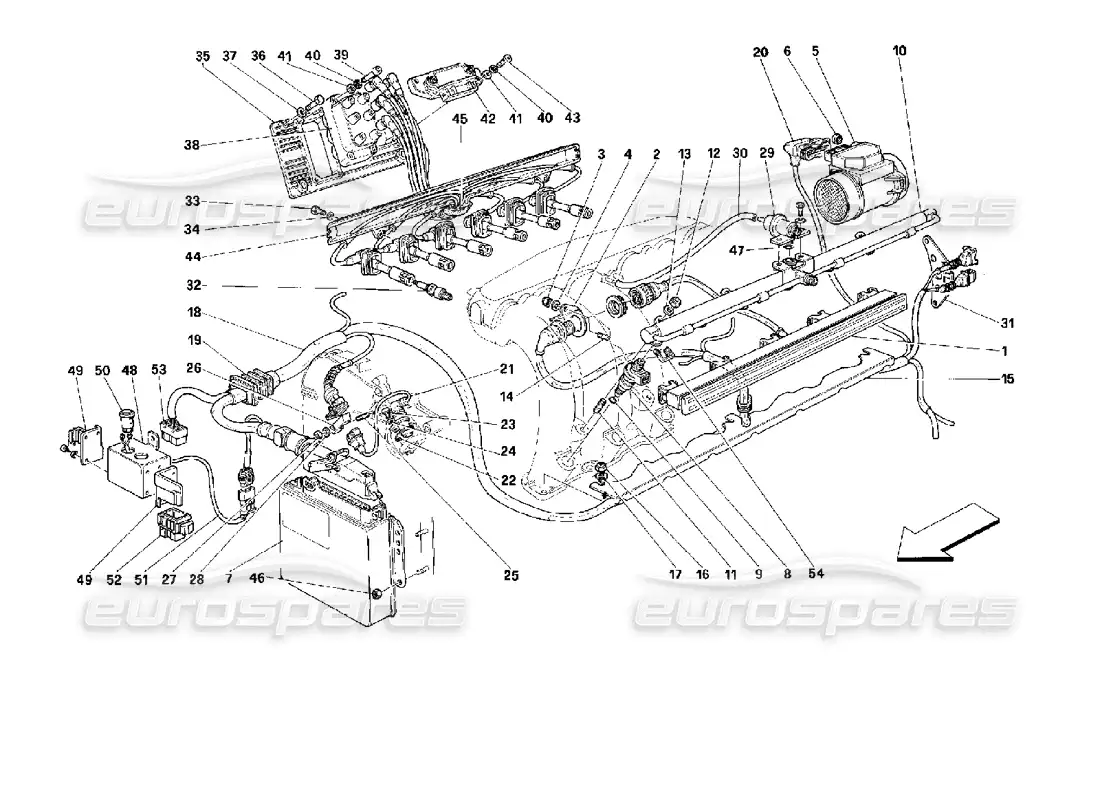 ferrari 512 tr inyección de aire - encendido diagrama de piezas