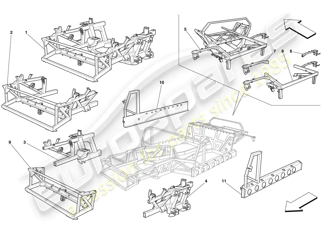 ferrari 575 superamerica marco y estructuras diagrama de piezas