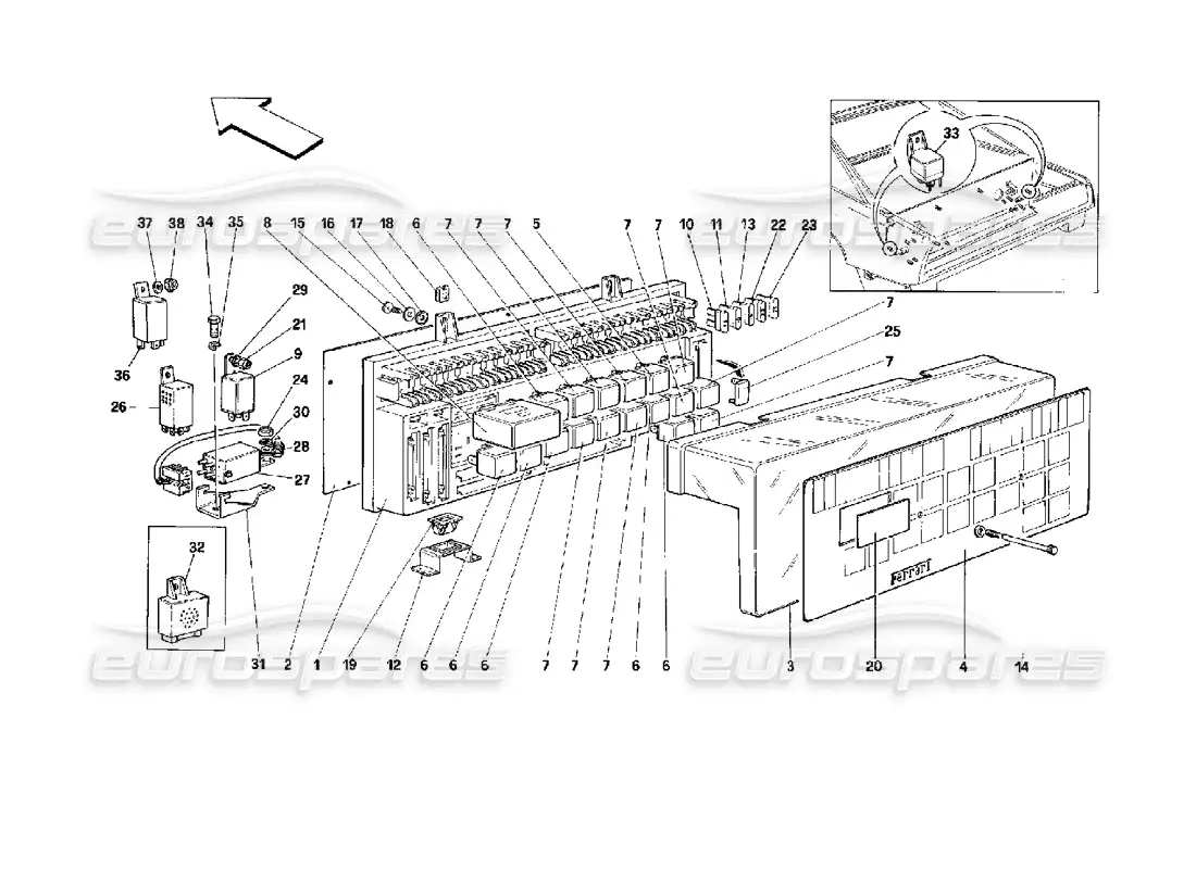 ferrari mondial 3.4 t coupe/cabrio tabla eléctrica diagrama de piezas