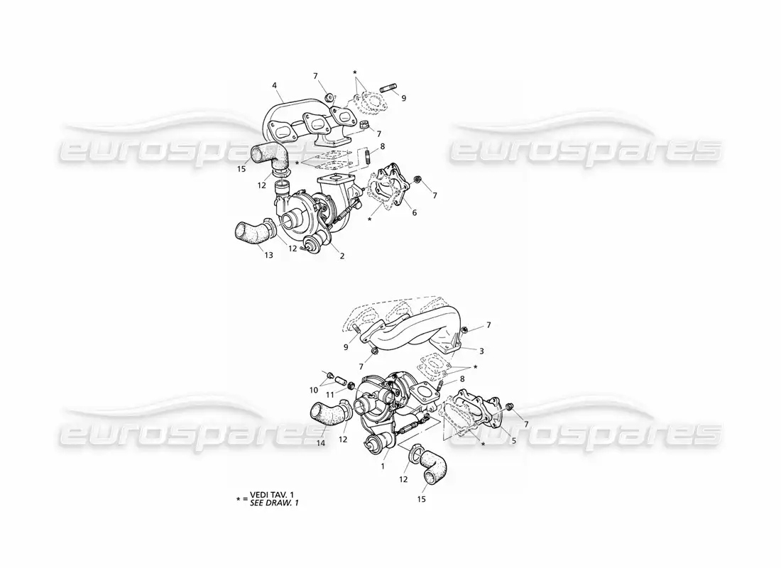 maserati qtp v6 evoluzione turbosopladores y colectores de escape diagrama de piezas