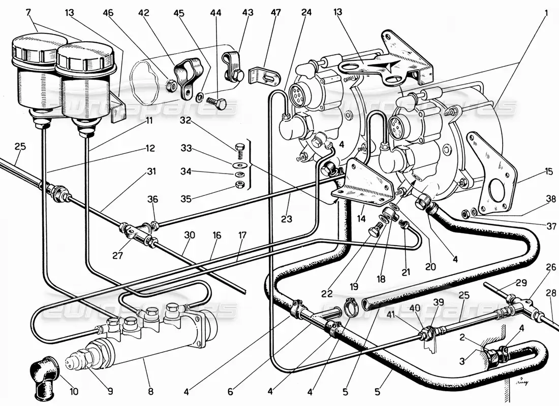 ferrari 330 gt 2+2 control de freno diagrama de piezas