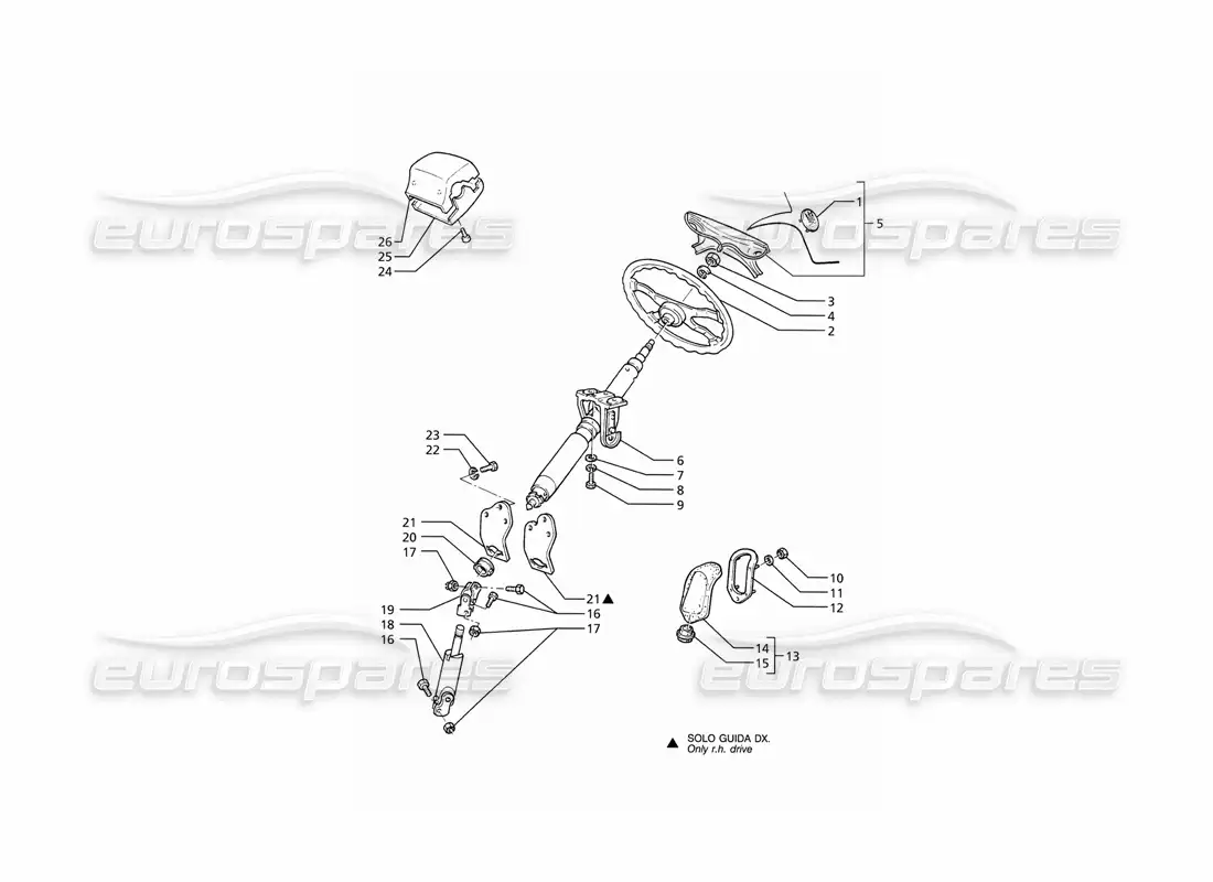 maserati ghibli 2.8 (abs) columna de dirección y volante diagrama de piezas