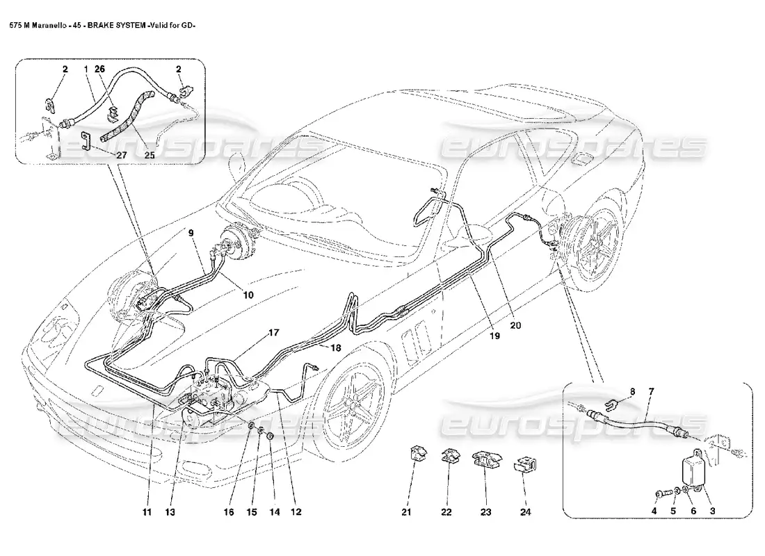 ferrari 575m maranello sistema de frenos válido para gd diagrama de piezas